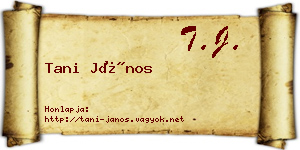 Tani János névjegykártya